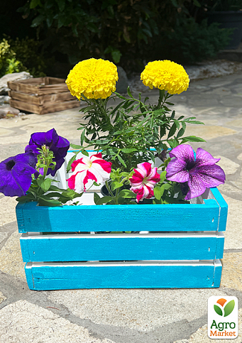 Ящик дерев'яний для зберігання декору та квітів "Прованс" довжина 25см, ширина 27см, висота 13см. (синій) - фото 3