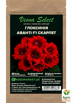 Глоксинія "Аванті F1" скарлет ТМ "Vesna Select" 5шт19