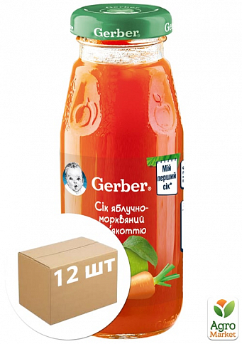 Сок GERBER "Яблочно-морковный с мякоттю", 175мл уп 12 шт
