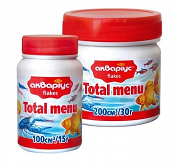 Аквариус Total Menu Сухой корм для рыб, креветок, раков, улиток, 100 см3  15 г (3106280)