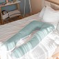 Подушка П-образная для беременных и отдыха ТМ IDEIA 140х75х20 см мята/белый цена