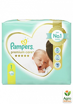 PAMPERS детские подгузники Premium Care Размер 1 Newborn (2-5 кг) Микро Упаковка 26 шт2