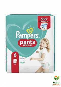 PAMPERS Дитячі одноразові підгузки-трусики Pants Розмір 6 Giant (15 + кг) Економ 25 шт1