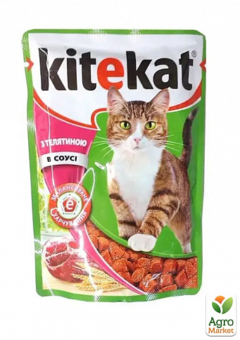 Корм для котів (з телятиною в соусі) ТМ "Kitekat" 100г