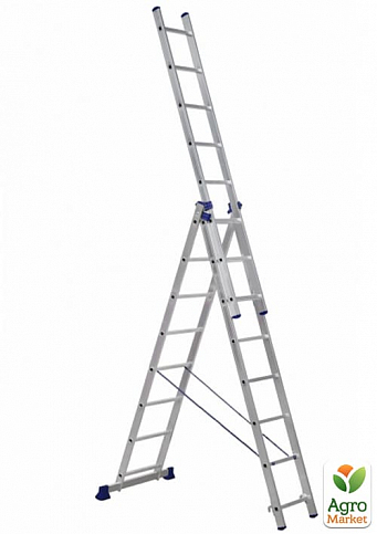 Алюминиевая трехсекционная лестница 3*8 ТМ ТЕХПРОМ H3 5308