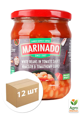 Квасоля в томатному соусі ТМ "Марінадо" (скло) 460 мл упаковка 12шт