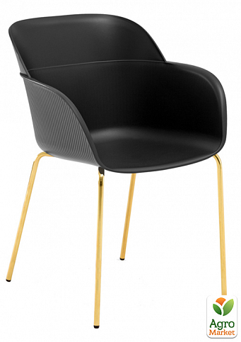 Кресло Tilia Shell-MG ножки металлические золото, сидение черное (10783)
