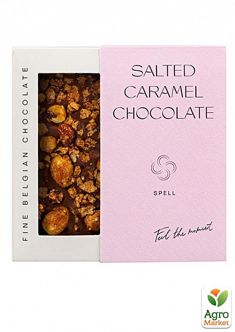 Молочный шоколад с соленой карамелью, карамелизированными хлопьями и фундуком ТМ "Spell" 100г упаковка 10 шт - фото 2