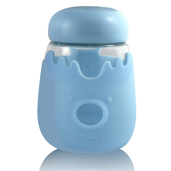 Кружка зі скла з кришкою у силіконовому захисті Sweet Feeling блакитна SKL11-203633 - фото 2
