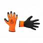 Перчатка трикотажная, синтетическая, оранжевая, покрыта черным рифленым латексом, 9" INTERTOOL SP-0120