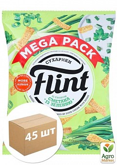 Сухарики пшенично-житні зі смаком сметани із зеленню ТМ "Flint" 110 г упаковка 45 шт1