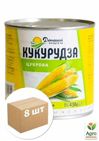 Кукурудза консервована (ж/б) "Домашні продукти" 430г упаковка 8шт
