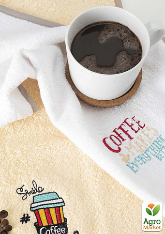 Набор махровых салфеток Coffee makes everything better TM IDEIA 30х50 см 2 шт. белый/молоко/кофе 8-7260*001 - фото 2