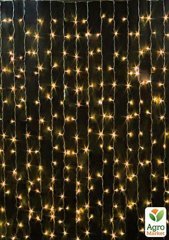 Гірлянда штора, проз. шнур, 3*1,5 м, золото, з перехідником 240 LED (3*1,5 G) - фото 4
