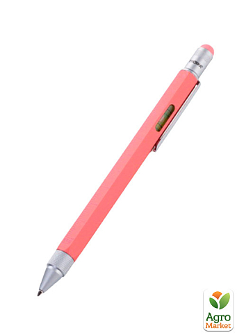 Шариковая многозадачная ручка Troika Construction со стилусом; линейкой; отверткой и уровнем; коралловая (PIP20/CL)