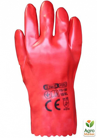 Бензомаслостійкі рукавиці з ПВХ покриттям КВІТКА PRO (12 пар) (110-1207-10)