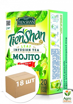 Чай зелений (Мохіто) пачка ТМ "Тянь-Шань" 20 пірамідок упаковка 18шт1