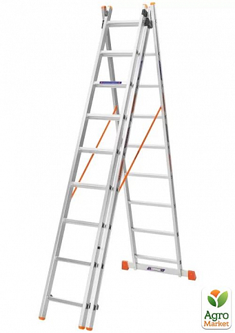Лестница алюминиевая 3-х секционная BLUETOOLS (3х9 ступенек) (160-9309)
