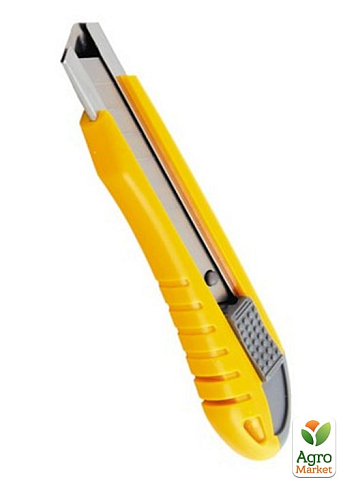 Нож MASTERTOOL 18 мм ABS пластик с металлической направляющей кнопочный фиксатор 3 лезвия 17-0101