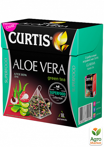 Чай Aloe Vera Green Tea (пачка) ТМ "Curtis" 18 пирамидок