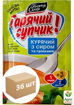 Суп курячий з сиром та грінками ТМ "Тітка Соня" пакет 15г упаковка 36 шт1
