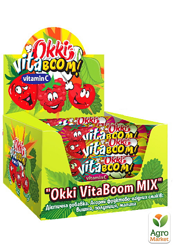 Дієтична добавка асорті фруктово-ягідних смаків "Okki VitaBoom MIX" 30г x 24 упаковка 18 шт - фото 2