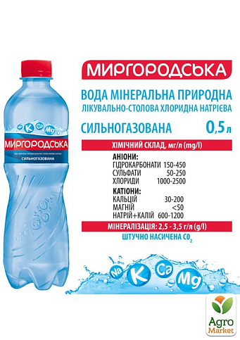 Минеральная вода Миргородская сильногазированная 0,5л (упаковка 12 шт) - фото 2