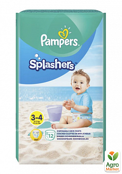 PAMPERS Дитячі одноразові підгузки-трусики Splashers для плавання Розмір 3-4 Midi (6-11 кг) Середня 12 шт1