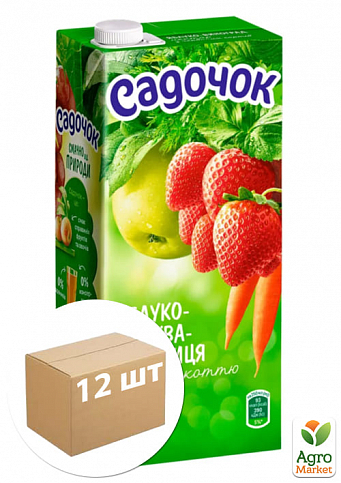 Сок яблочно-морковный-клубничный (с мякотью) ТМ "Садочок" 0,95л упаковка 12шт