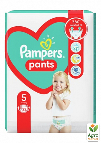 PAMPERS Детские одноразовые подгузники-трусики Pants Размер 5 Junior (12-17 кг) Средняя 22 шт