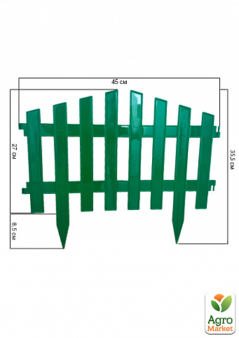 Декоративный пластиковый забор светло-зеленый "Пирамида" высота 35.5см, длина 45см, 1 секция - фото 2
