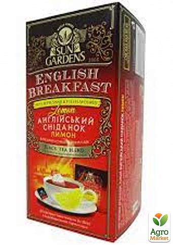 Чай Англійський сніданок (лимон) конверт ТМ "Sun Gardens" 25 пакетиків по 2г упаковка 24шт - фото 2