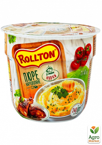 Пюре картофельное (со вкусом курицы) стакан ТМ "Rollton" 40г упаковка 24шт - фото 2