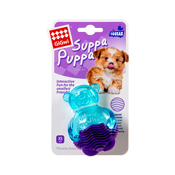 Игрушка для собак Мишка с пищалкой, синий GiGwi Suppa Puppa, резина, 9 см (75035) - фото 2