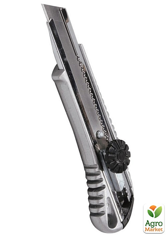 Нож MASTERTOOL 18 мм металлический с направляющей винтовой замок 17-0198