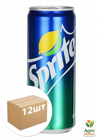 Газований напій (залізна банка) ТМ "Sprite" 0,25 л упаковка 12шт