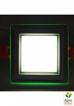 LED панель Lemanso LM1039 Сяйво 9W 720Lm 4500K + зелений 85-265V / квадрат + скло (336118)2