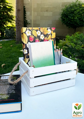 Ящик декоративный деревянный для хранения и цветов "Бланш" д. 25см, ш. 17см, в. 13см. (белый с ручками) - фото 4