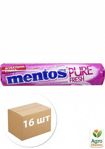 Гумка жувальна Pure fresh roll Тутті-фрутті ТМ "Ментос" 15,75г упаковка 16 шт