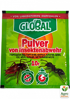 Порошок от тараканов, муравьев, клопов, блох и клещей ТМ "Global" 10г2