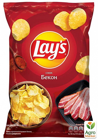Картофельные чипсы (Жареный бекон) ТМ "Lay`s" 140г