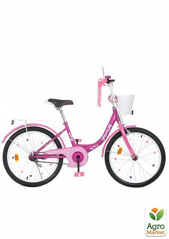 Велосипед дитячий PROF1 20д. Princess,SKD75,ліхтар,дзвінок,дзеркало,підніжка,кошик,фуксія (Y2016-1)