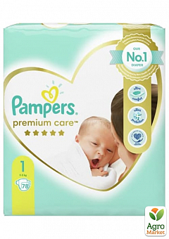 PAMPERS Детские подгузники Premium Care Размер 1 Newborn (2-5 кг) Эконом 78 шт1