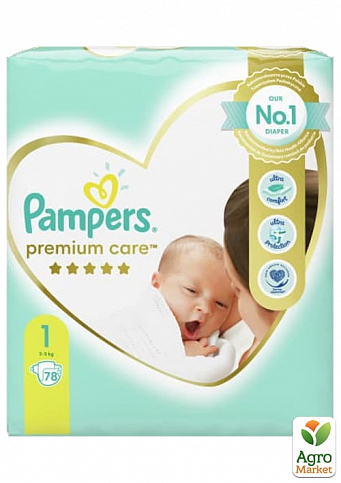 PAMPERS Дитячі підгузки Premium Care NewBorn Економічне Упакування 78/88