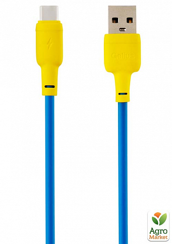 Кабель USB Gelius Full Silicon GP-UCN001C Type-C Yellow/Blue - фото 2