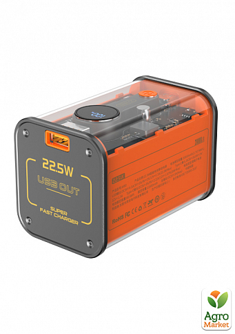 Додатковий зовнішній акумулятор повербанк BYZ W90 20000 mAh 22.5W Type-C PD PowerBank помаранчевий - фото 4