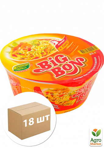 Локшина швидкого приготування (курка + соус "Сальса") чашка ТМ "Big Bon" 85г упаковка 18шт