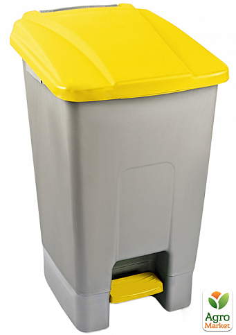 Бак для мусора с педалью Planet 70 л серо-желтый (6819)