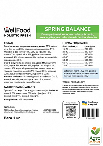 Сухой корм для собак "Spring Balance" (баранина и кролик) ТМ "Well Food" 0.25кг - фото 3