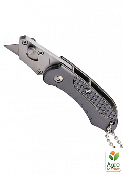 Нож трапецевидный 9мм мини, складной, SK5, алюминиевая рукоятка INTERTOOL HT-05321
